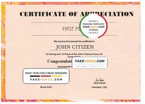 USA Art Certificate template in Word and PDF format USA Art Certificate template in Word and PDF format