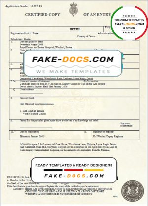 United Kingdom death certificate template in Word and PDF format United Kingdom death certificate template in Word and PDF format