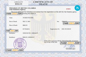 Germany death certificate PSD template, completely editable