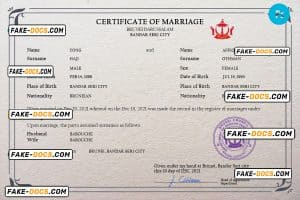 Brunei marriage certificate PSD template, fully editable