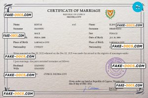 Cyprus marriage certificate PSD template, fully editable