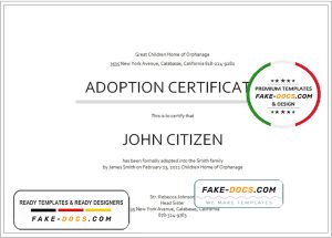 USA Adoption Certificate template in Word and PDF format USA Adoption Certificate template in Word and PDF format