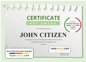 USA Art Award Certificate template in Word and PDF format USA Art Award Certificate template in Word and PDF format