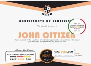 USA Academic Certificate template in Word and PDF format USA Academic Certificate template in Word and PDF format