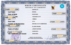 Cameroon vital record birth certificate PSD template