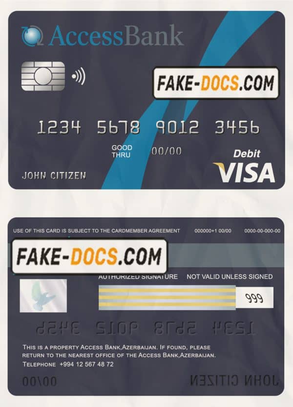 Azerbaijan Access Bank mastercard debit card template in PSD format, fully editable