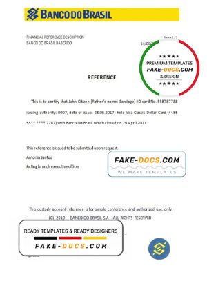 Brazil Banco do Brasil bank account closure reference letter template in Word and PDF format