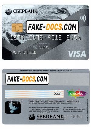 Russia Sberbank visa credit card template in PSD format, fully editable
