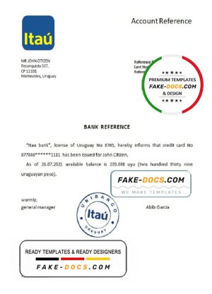Uruguay Itau bank reference letter template in Word and PDF format