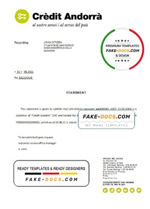 Andorra Credit Andorra bank account closure reference letter template in Word and PDF format