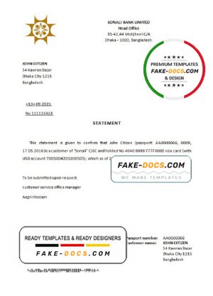 Bangladesh Sonali bank account closure reference letter template in Word and PDF format
