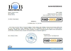 Bhutan Bank of Bhutan bank account reference letter template in Word and PDF format