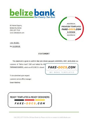 Belize Belizebank bank account closure reference letter template in Word and PDF format