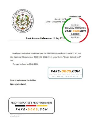 Bhutan National Bank account closure reference letter template in Word and PDF format