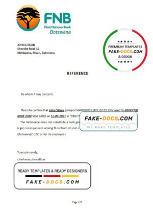 Botswana First National Bank (FNB) account closure reference letter template in Word and PDF format