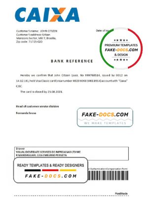 Brazil Caixa bank account closure reference letter template in Word and PDF format