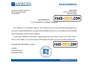 Egypt Blom Bank of Egypt bank account reference template in Word and PDF format (.doc and .pdf)