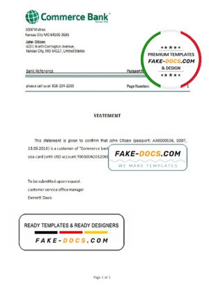 USA Commerce Bank bank account closure reference letter template in Word and PDF format