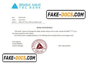 Georgia TBC bank account reference letter template in Word and PDF format