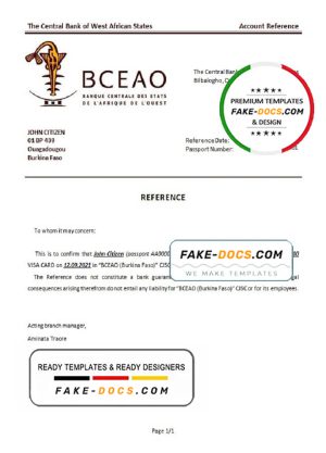 Burkina Faso The Central Bank of West African States bank account closure reference letter template in Word and PDF format Burkina Faso The Central Bank of West African States bank account closure reference letter template in Word and PDF format