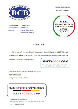 Burundi Credit Bank of Bujumbura bank account closure reference letter template in Word and PDF format Burundi Credit Bank of Bujumbura bank account closure reference letter template in Word and PDF format