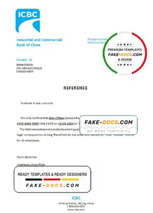 China Industrial and Commercial Bank of China bank account closure reference letter template in Word and PDF format