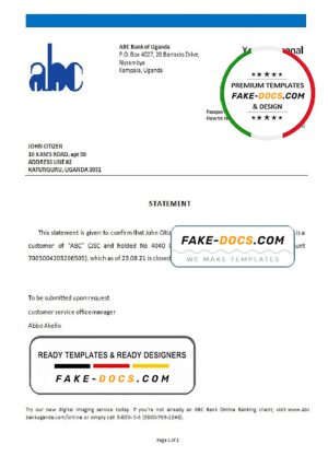 Uganda ABC bank account closure reference letter template in Word and PDF format