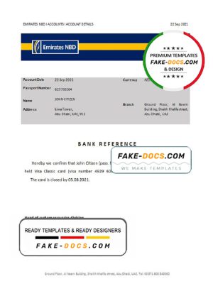 UAE Emirates NBD bank account closure reference letter template in Word and PDF format