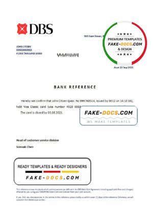 Thailand DBS bank account closure reference account reference letter template in Word and PDF format
