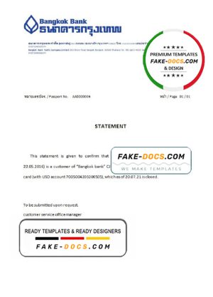 Thailand Bangkok Bank account closure reference letter template in Word and PDF format