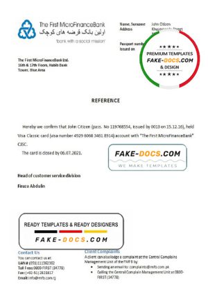 Tajikistan The First MicroFinanceBank account closure reference letter template in Word and PDF format