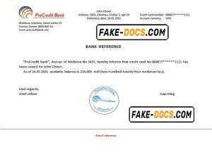 Moldova ProCredit Bank bank reference letter template in Word and PDF format