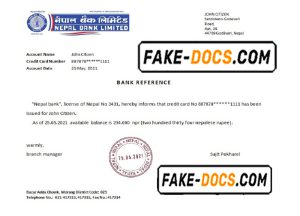 Nepal Nepal Bank bank reference letter template in Word and PDF format