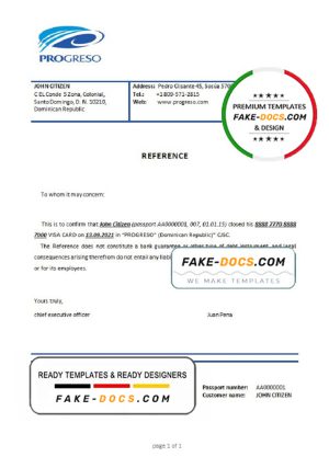 Dominican Republic Banco Progreso bank account closure reference letter template in Word and PDF format