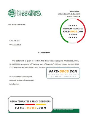 Dominica National Bank of Dominica bank account closure reference letter template in Word and PDF format