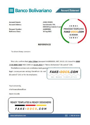 Ecuador Banco Bolivariano bank account closure reference letter template in Word and PDF format