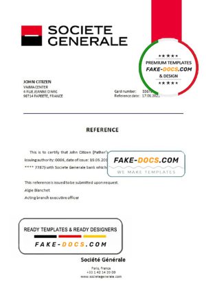 France Société Générale bank account closure reference letter template in Word and PDF format