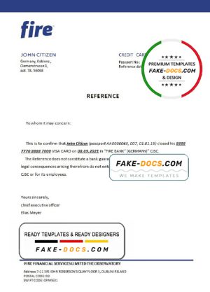 Germany Fire bank account closure reference letter template in Word and PDF format
