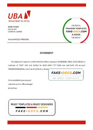 Guinea UBA bank account closure reference letter template in Word and PDF format