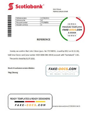 Hong Kong Scotiabank account closure reference letter template in Word and PDF format