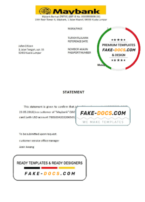 Malaysia Maybank bank account closure reference letter template in Word and PDF format
