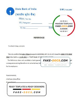 India State Bank of India bank account closure reference letter template in Word and PDF format