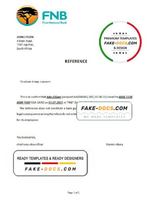 South Africa FNB bank account closure reference letter template in Word and PDF format