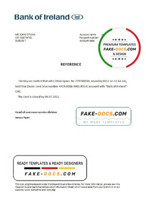 Ireland Bank of Ireland account closure reference letter template in Word and PDF format
