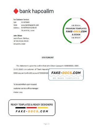 Israel Hapoalim bank account closure reference letter template in Word and PDF format