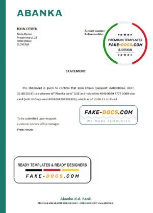 Slovenia Abanka bank account closure reference letter template in Word and PDF format