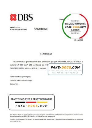 Singapore DBS bank account closure reference letter template in Word and PDF format