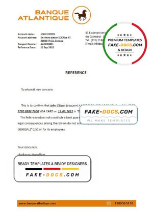 Senegal Banque Atlantique bank account closure reference letter template in Word and PDF format