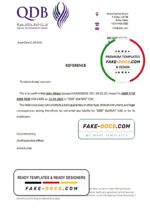Qatar Development Bank bank account closure reference letter template in Word and PDF format