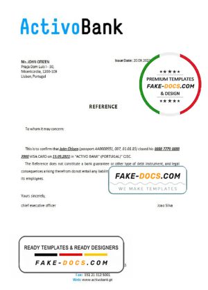 Portugal Activobank bank account closure reference letter template in Word and PDF format